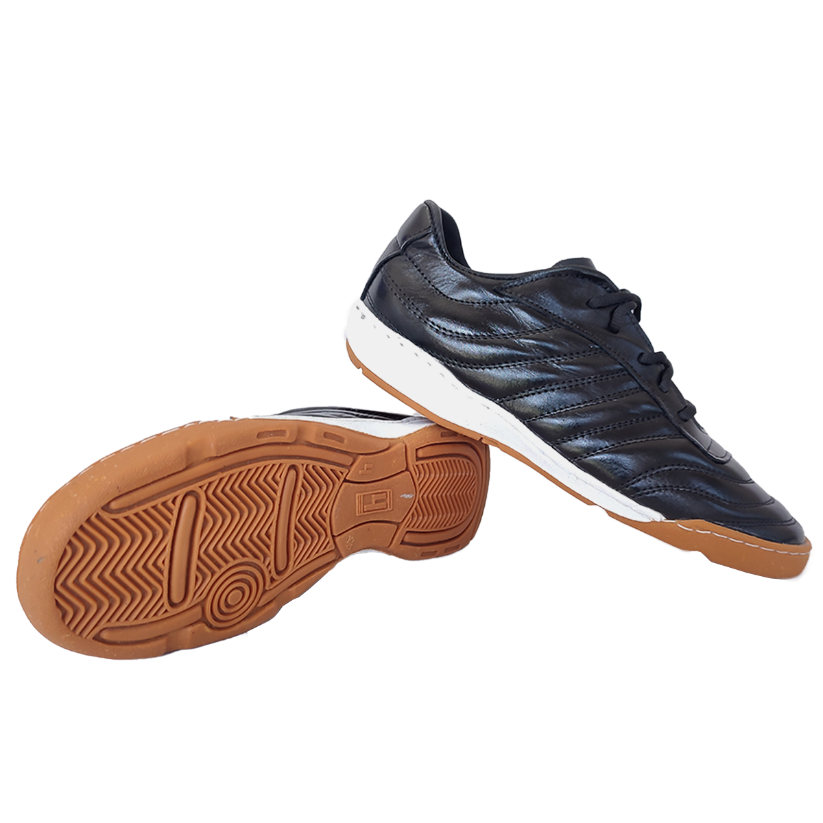 Botines de Futsal Sport Moves Negros con Suela Caramelo – Cuero Argentino Premium para Indoor